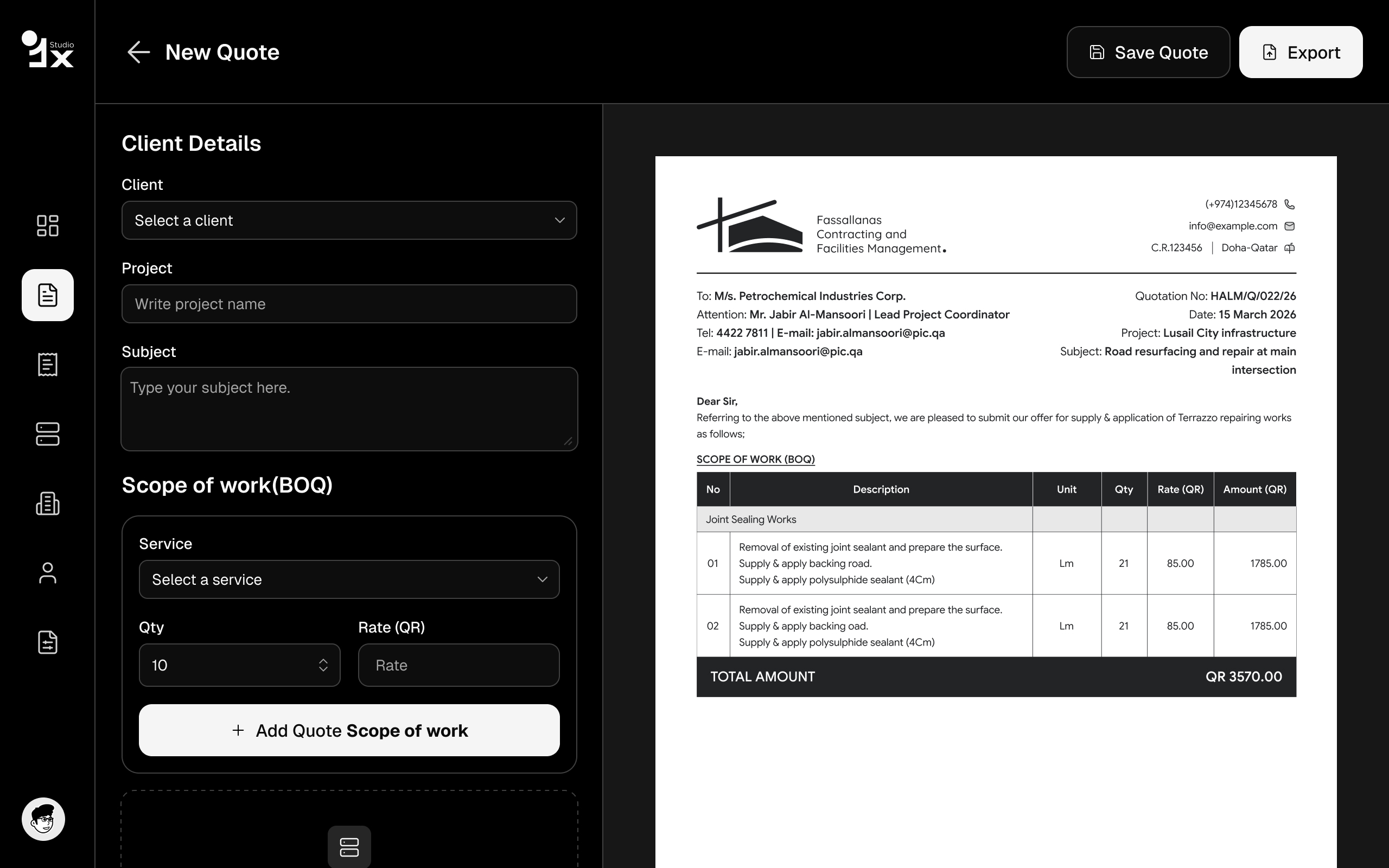 New quote builder